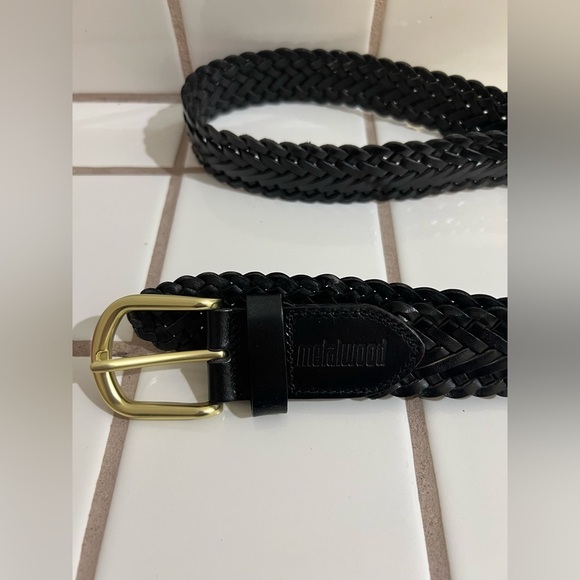 Metalwood Studio Black Leather Braided Belt - Picture 4 of 6